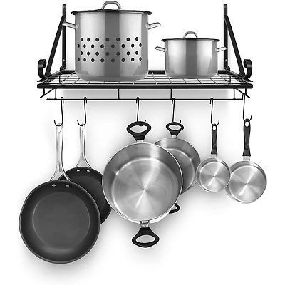 Sorbus 24.5" Black Wall Mounted Pot Rack