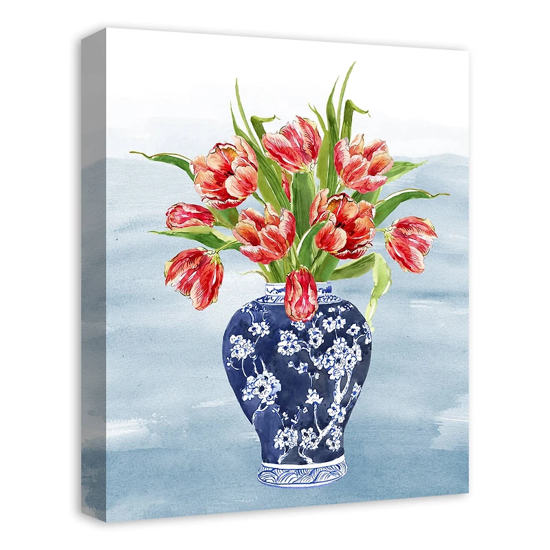 Chinoiseire Tulips 16" x 20" Canvas Wall Art