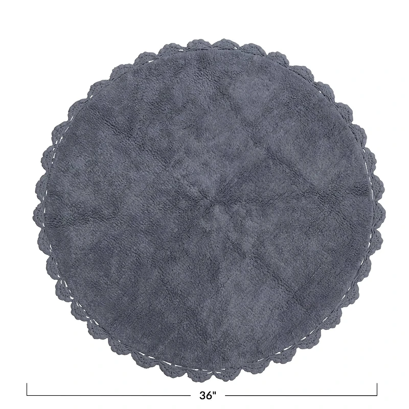 Hello Honey® Cotton Tufted Rug with Crocheted and Scalloped Trim, Grey