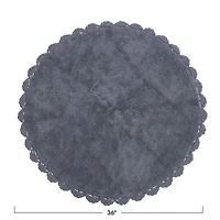 Hello Honey® Cotton Tufted Rug with Crocheted and Scalloped Trim, Grey