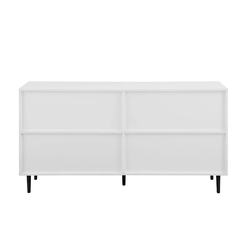 Walker Edison 58" Ash Brown Bookmatch & White Mid Century Modern TV Buffet