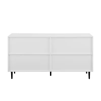 Walker Edison 58" Ash Brown Bookmatch & White Mid Century Modern TV Buffet