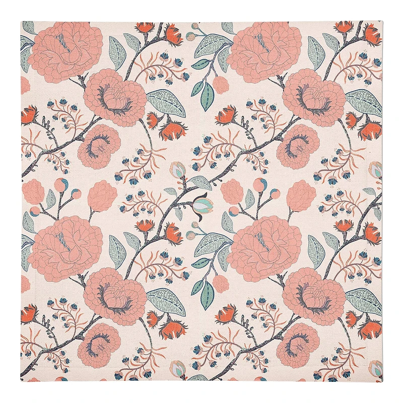 Pink Navy Floral 10" x 10" Cotton Twill Napkin