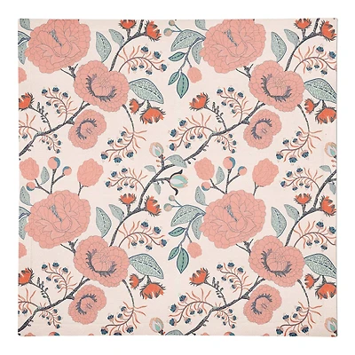 Pink Navy Floral 10" x 10" Cotton Twill Napkin