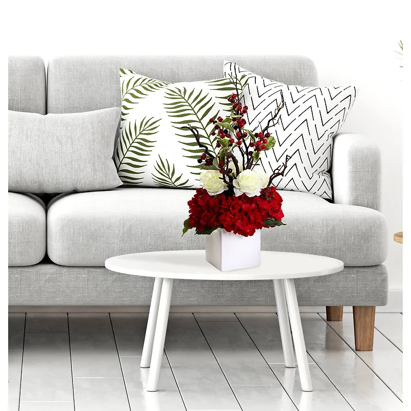 24" Potted Hydrangea, Rose & Berry Arrangement