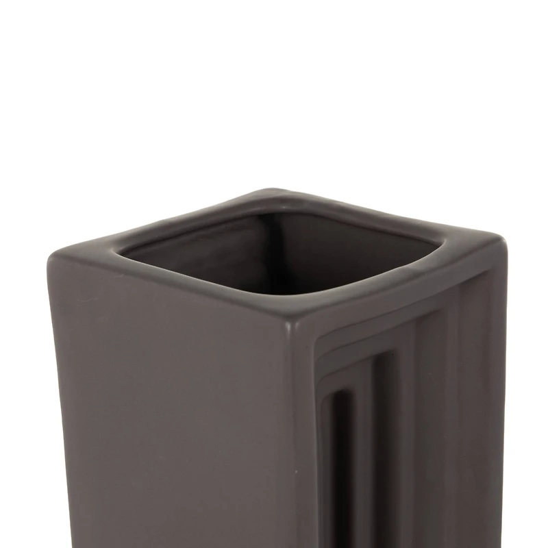 15" Black Rectangular Ceramic Vase