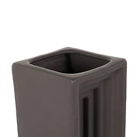 15" Black Rectangular Ceramic Vase