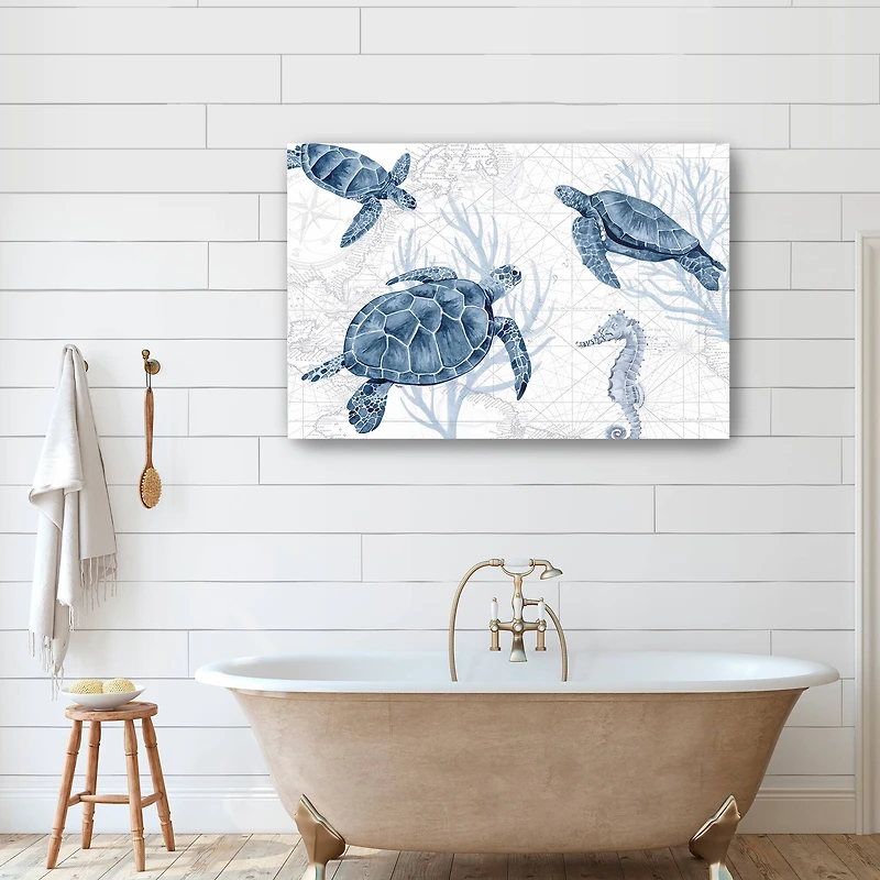 Deep Blue Sea II On White Canvas Giclee