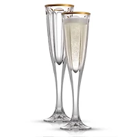 JoyJolt® 4.3oz. Gold Rimmed Windsor Crystal Champagne Flutes, 2ct.