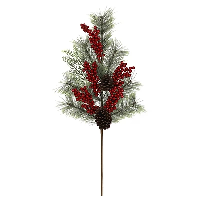 28" Green Cashmere Pine & Red Berry Stem by Ashland®