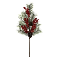 28" Green Cashmere Pine & Red Berry Stem by Ashland®
