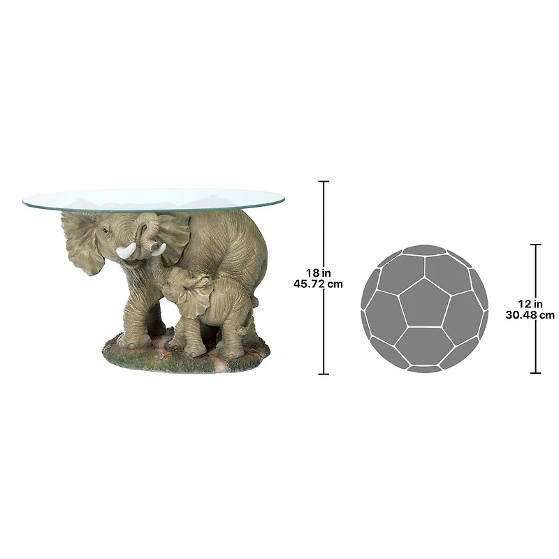 Design Toscano 18" Elephant's Majesty Glass-Topped Cocktail Table