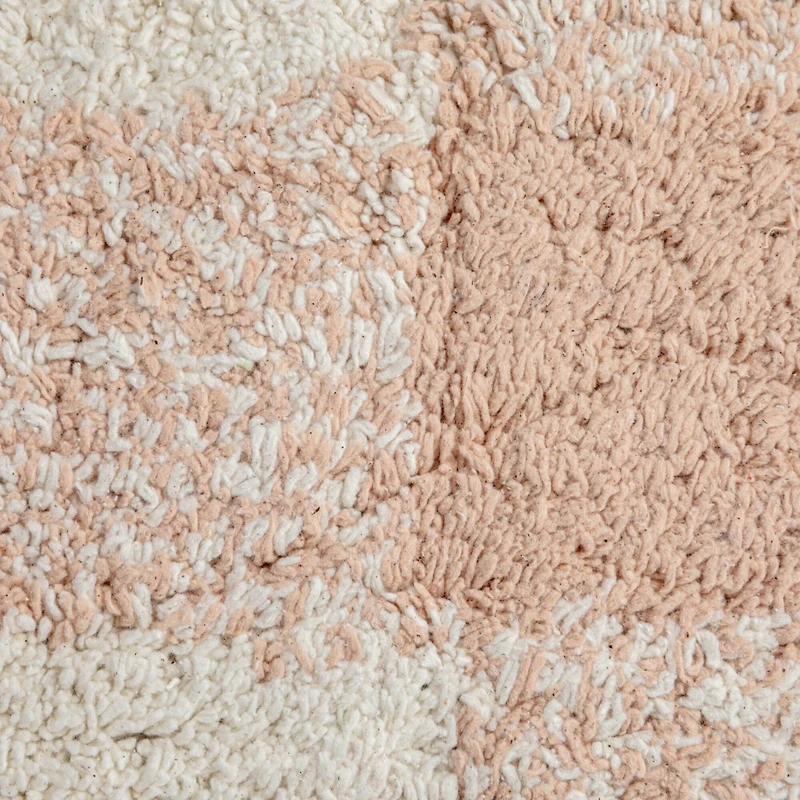 Hello Honey® 18" Blush & Cream Plaid Cotton Tufted Pouf