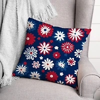 18" Patriotic Flower Doodle Indoor Outdoor Pillow