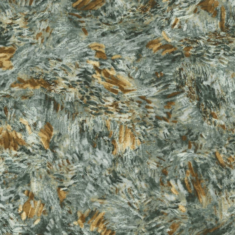 Robert Kaufman Silver & Yellow Brush Strokes Cotton Fabric