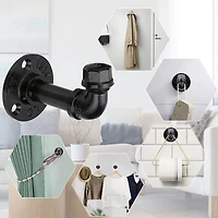 NEX™ Black Industrial Iron Pipe Wall Hooks, 3ct.