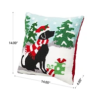 Glitzhome® Hooked Christmas Dog Throw Pillow