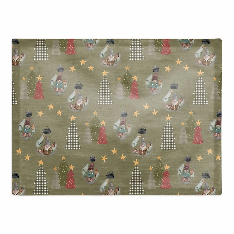 Tree & Globe Pattern Cotton Twill Placemat