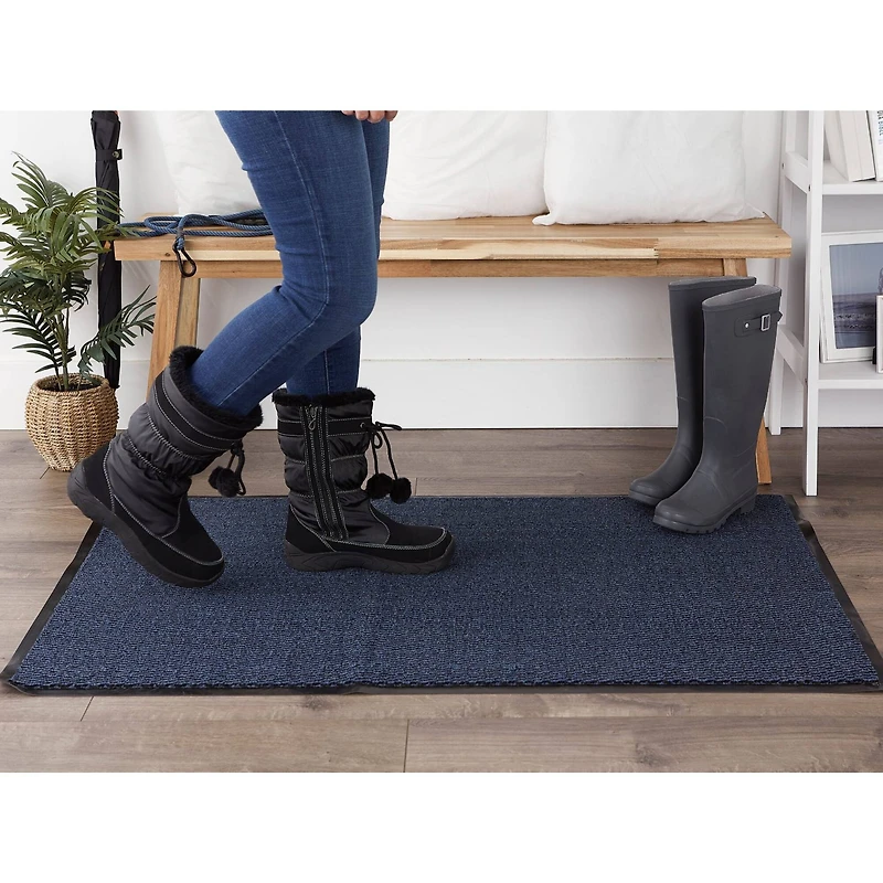 DII® Blue & Black Walk Off Utility Doormat, 30" x 48"