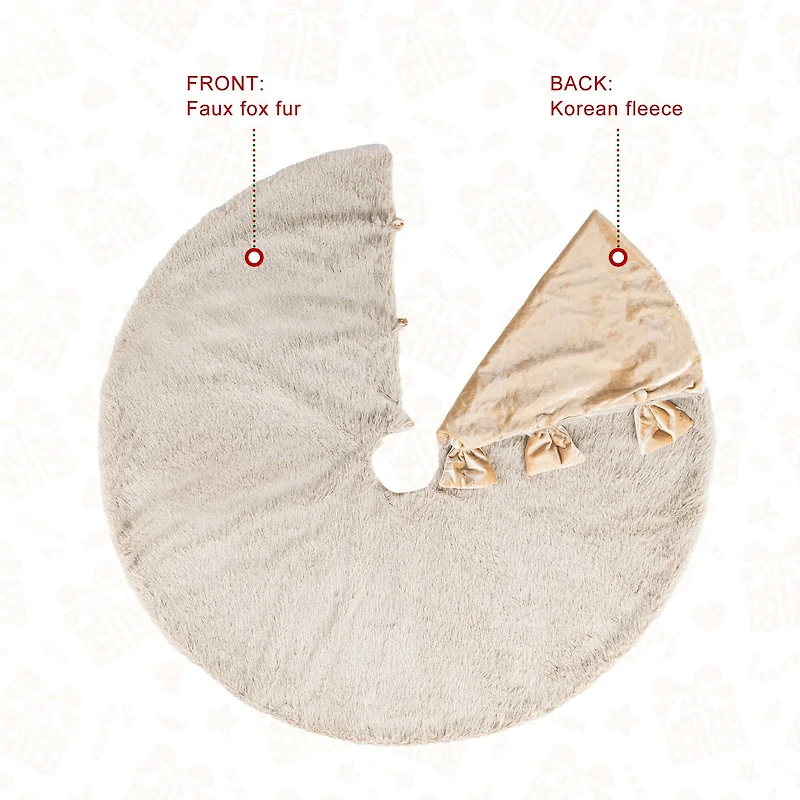 Glitzhome® 48"D Reversible Faux Fox Fur Christmas Tree Skirt
