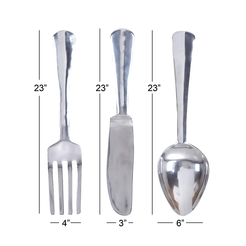 Silver Aluminum Utensil Wall Décor Set