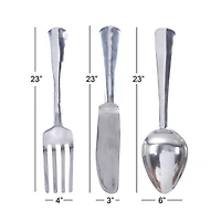 Silver Aluminum Utensil Wall Décor Set