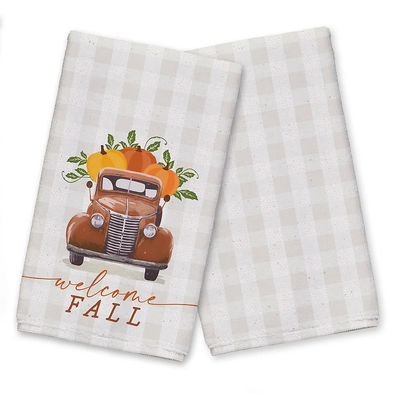 Welcome Fall Truck Tea Towels, 2ct.