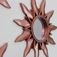 9.5" Mayan Sunburst Matte Copper Round Mini Mirror Set
