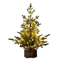 3ft. Pre-Lit Artificial Christmas Tree in Jute Wire Planter with 30 Warm White LED Lights