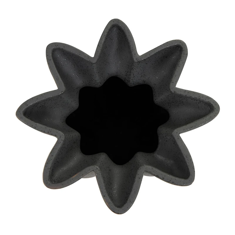 12" Black Ceramic Speckle Textured Vase with Tulip Style Opening