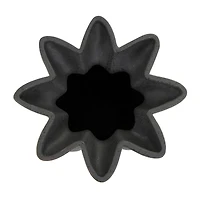 12" Black Ceramic Speckle Textured Vase with Tulip Style Opening