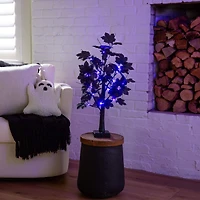 2ft. Pre-Lit Artificial Halloween Black Maple Tree with 24 Orange & Purple LED Lights