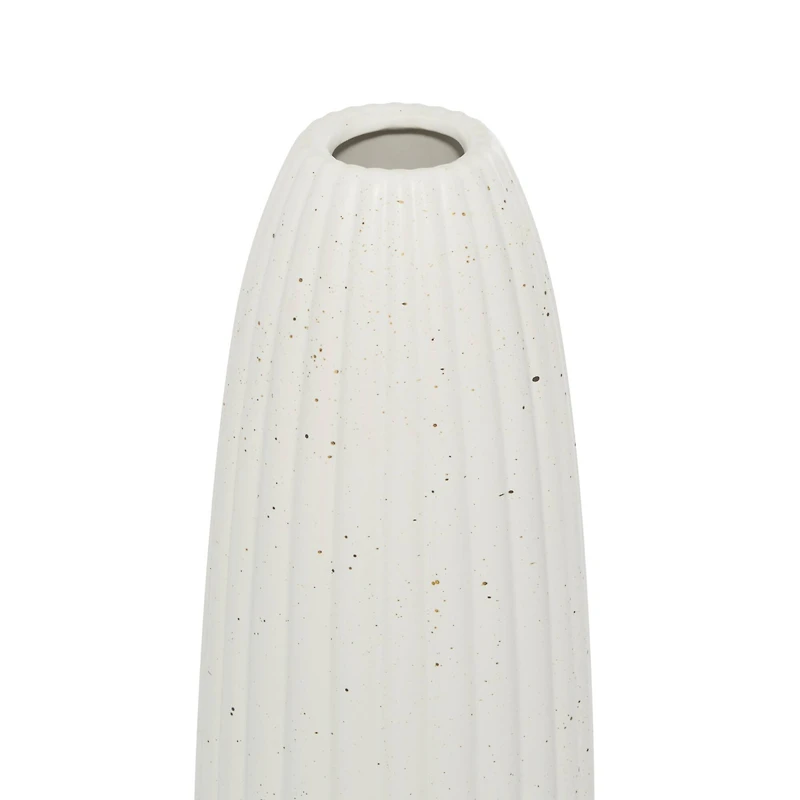 White Ceramic Contemporary Vase, 18" x 5" x 5"