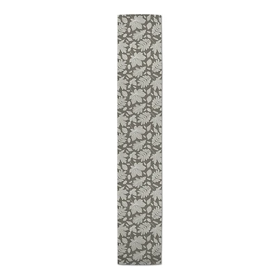 90" Gray Leaf Pattern Table Runner