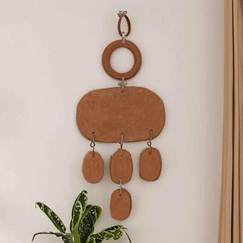 Hello Honey® 20" Handmade Natural Terra Cotta Wall Hanging with Jute Hanger