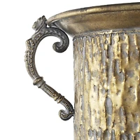 15" Gold Metal Urn Shaped Vase with Hammered Details