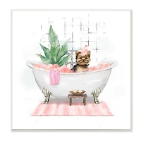 Stupell Industries Chic Yorkie Dog in Pink Bubble Bath,12" x 12"