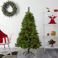 5ft. Unlit Montana Mixed Pine Artificial Christmas Tree with Pinecones and Berries