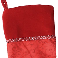 22" Glittering Swirl Design Christmas Stocking, Red
