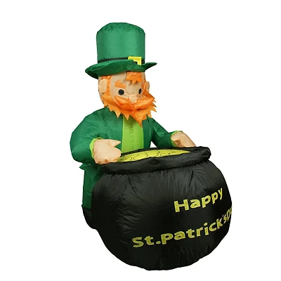 4' Inflatable Lighted Pot of Gold Leprechaun St. Patrick's Day Outdoor Decoration
