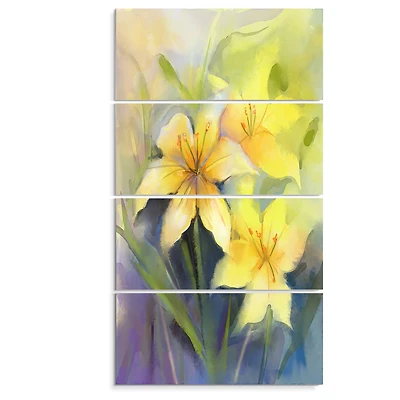 Designart - Watercolor Painting Yellow Lily Flower