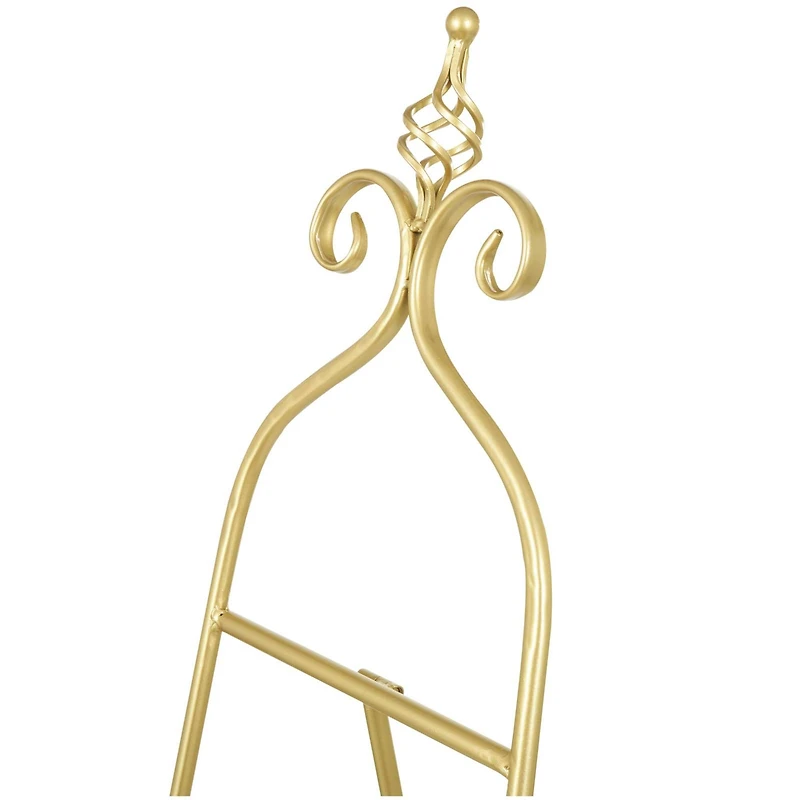 63" Gold Metal Scroll 3-Tier Display Easel