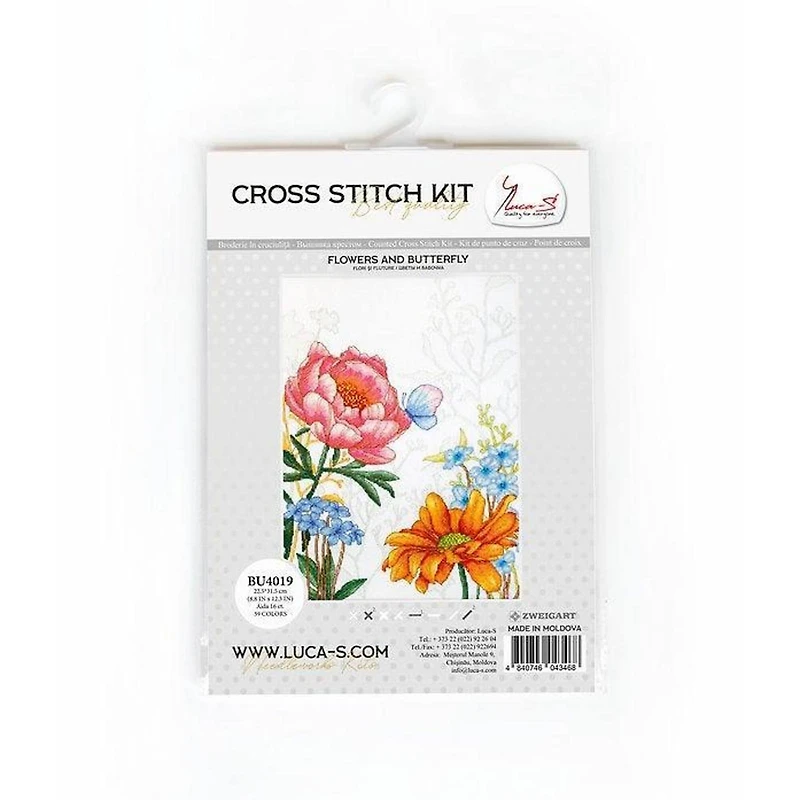 Luca-s Flowers And Butterfly Counted Cross Stitch Kit