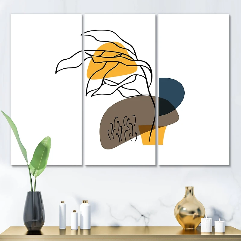 Designart - Abstract Flowers On Minimal Shapes V