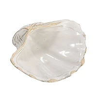 Hello Honey® 8" White Reactive Crackle Glaze Stoneware Shell Plates, 4ct.