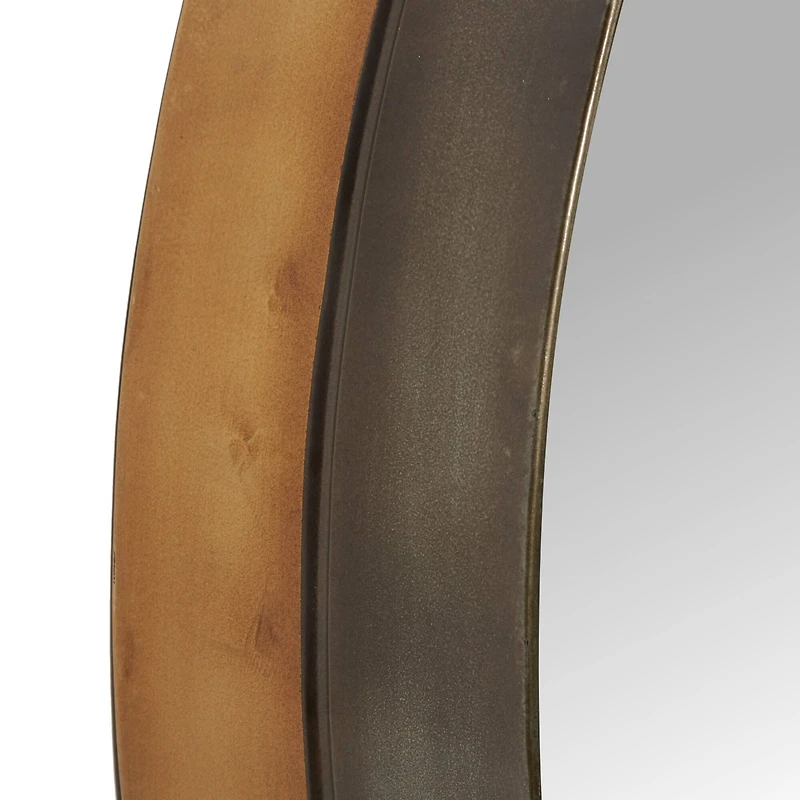 32" Black & Brown Metal Modern Wall Mirror