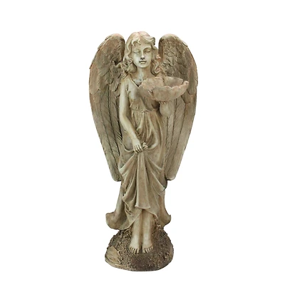 19.5" Angel with Flower Garden Statue Bird Feeder