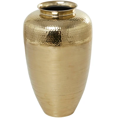 20" Gold Aluminum Brushed Vase with Hammered Top