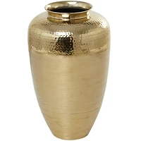 20" Gold Aluminum Brushed Vase with Hammered Top