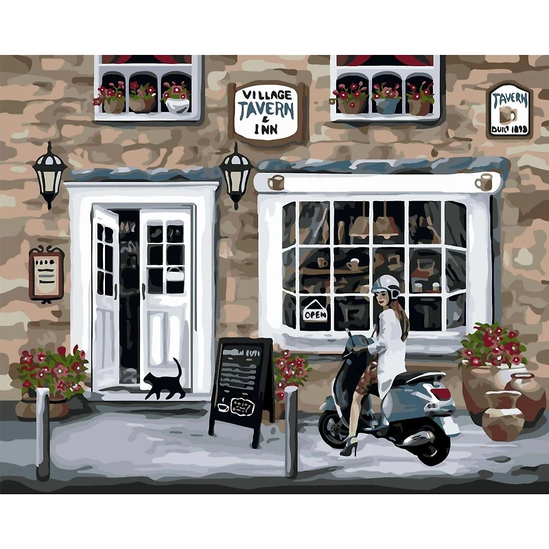 Crafting Spark Girl Near the Inn Painting by Numbers Kit